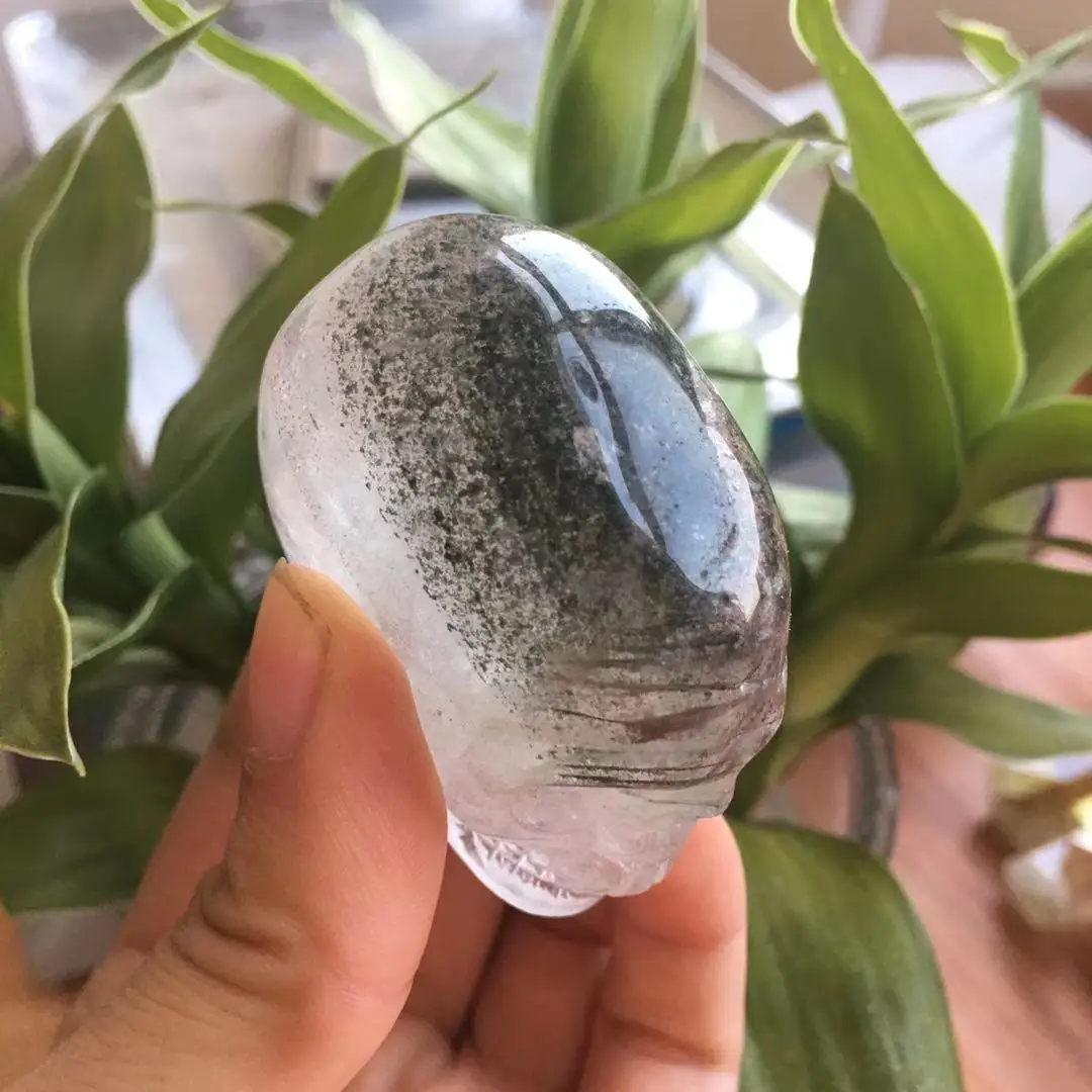 97 г натуральный зеленый Ghost Phantom Quartz Кристалл Исцеление черепа