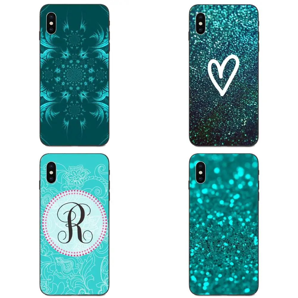 Сине голубой блестящий принт в виде сердечек горошек для Apple iPhone 4 4S 5 5S SE 6 6S 7 8 11 Plus X