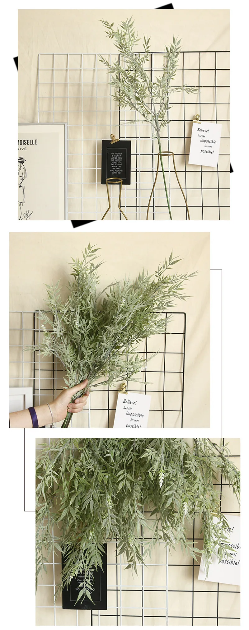 Artificial Bamboo Leaf Soft Rubber Decorative Grass Plant for Home Decoration Wedding Plant Wall