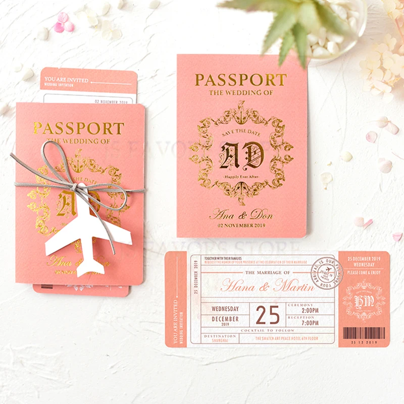  Personalized 50pcs with Envelope Aircraft shape tag passport Air ticket shape photo knot creative p - 4000404569084