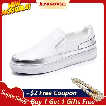 

Krasovki Single Shoes Women Spring Autumn Flat Dropshipping College Wind White Shoes Leather Slip on Fashion Loafers Shoes