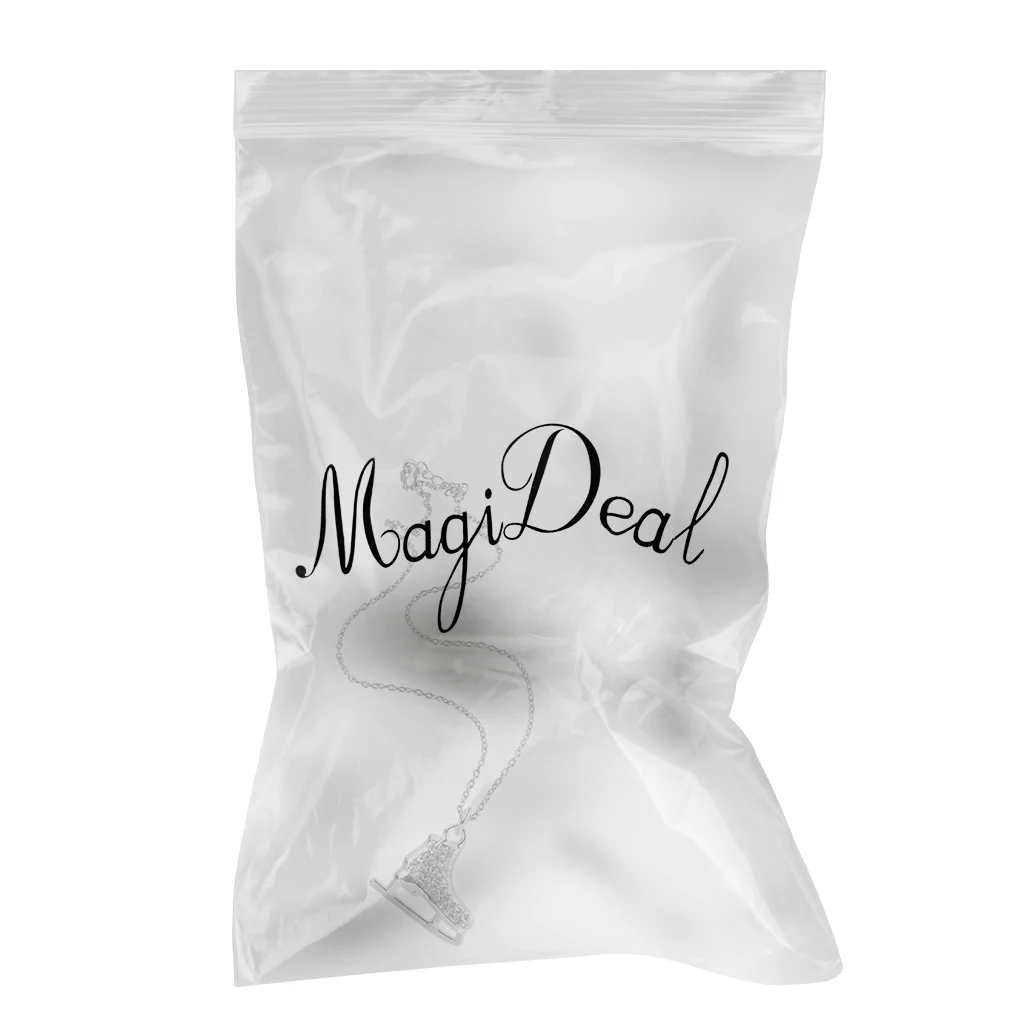 Phenovo Crystal Ice Skates Pendant Fashion Pendant Chain Necklace Sport Jewelry For lover family friend Skater Gift  -silver color