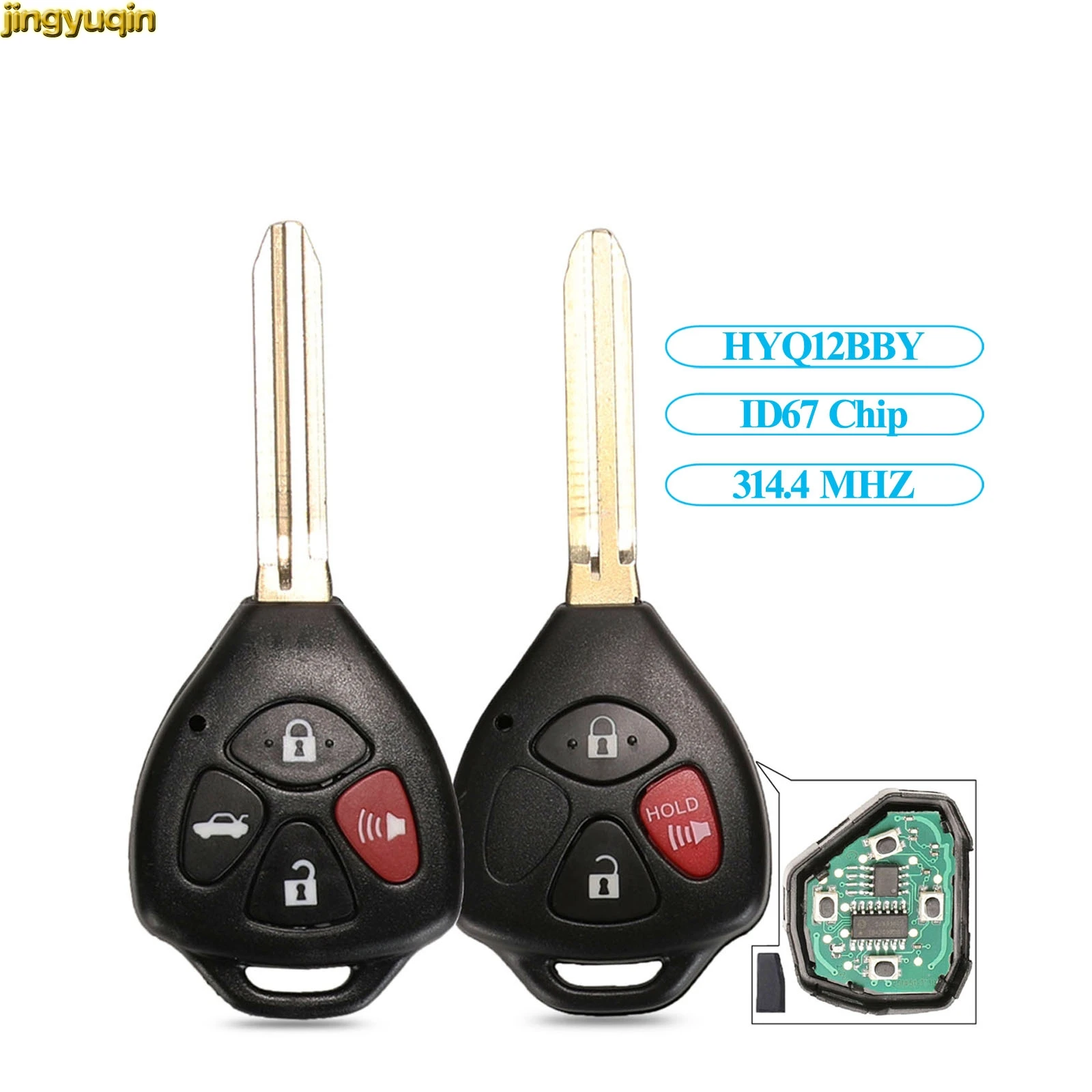 

jingyuqin Remote Car Key 314.4 MHZ ID67 Chip HYQ12BBY For Toyota Camry Avalon Corolla Matrix RAV4 Yaris Venza TC/XA/XB/XC 3/4BTN