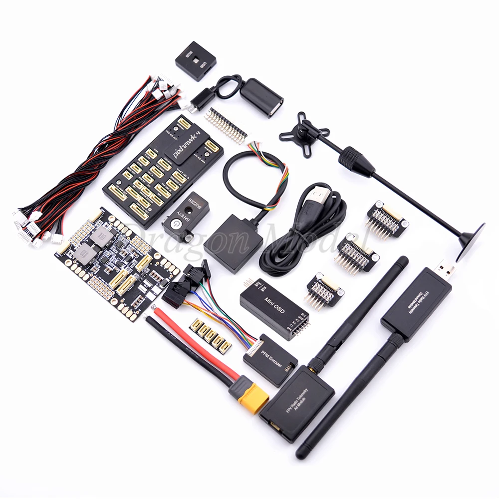 Pixhawk 4 PX4 управление полетом плата управления питанием M8N gps PPM RGB OSD 433 МГц/915 МГц 100 мВт 500 МВт телеметрический комбо комплект для Quad