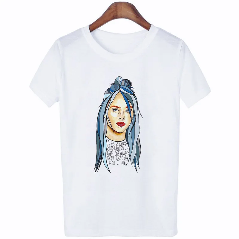 Ваша OEN EYES Billie Eilish Harajuku Fans белая футболка женская Camiseta Mujer футболка Эстетическая уличная футболка