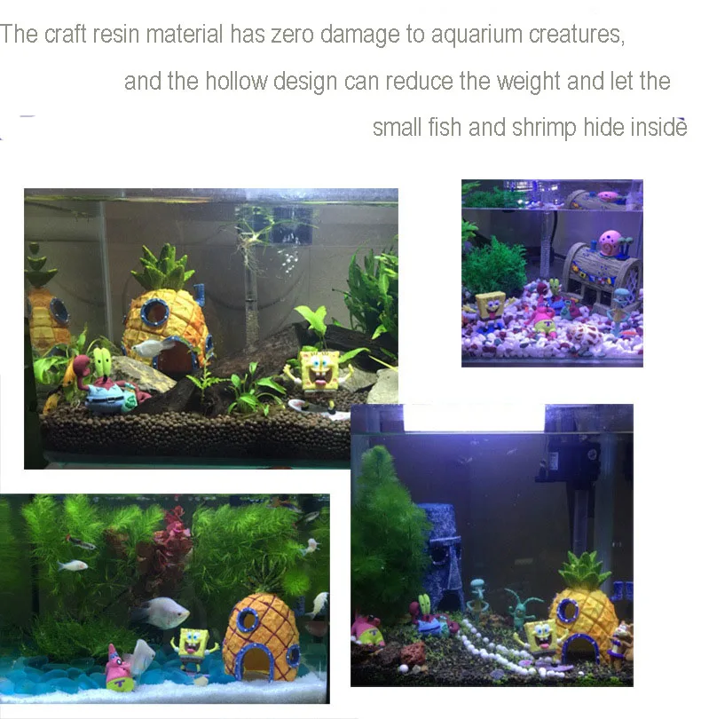 Украшение для аквариума Губка Боб дом в форме ананаса Пасхальный Пикачу маленькая Желтая Русалка аквариум смола мультфильм