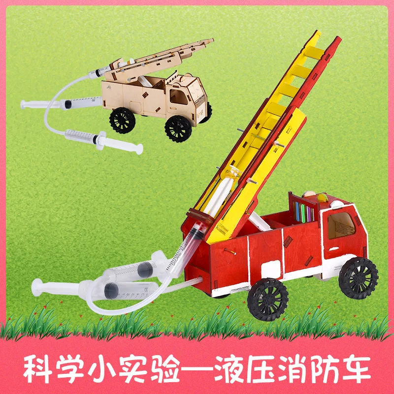 

Young STUDENT'S Physics Gizmos Fun Science Experiment Hydraulic Fire Truck DIY Science And Technology Small Production Handmade