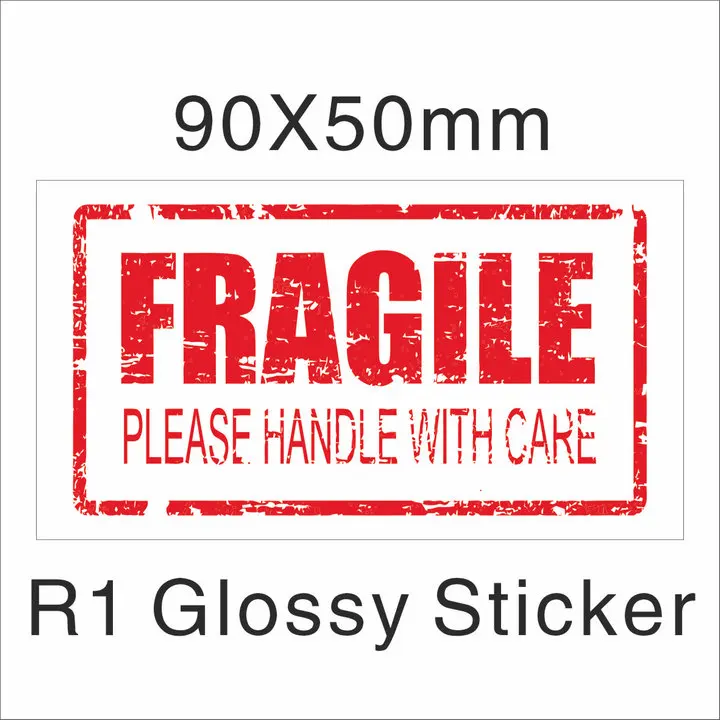 R1 Glossy 9x5 150 шт./партия, неустойчивая Предупреждение ющая Глянцевая этикетка, крафт-наклейка, 9x5 см, уход за хрупкой ручкой, сохраняет сухость, черный, красный цвета - Цвет: R1 Glossy 9x5