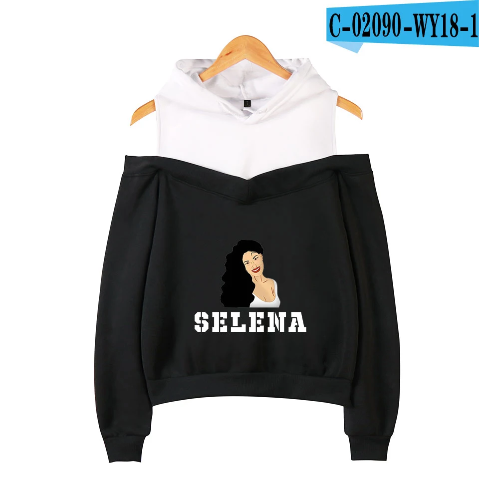 Лидер продаж; красивые толстовки без бретелек Selena quintanilla для женщин; милые повседневные толстовки без бретелек для молодых людей; Selena quintanilla - Цвет: black