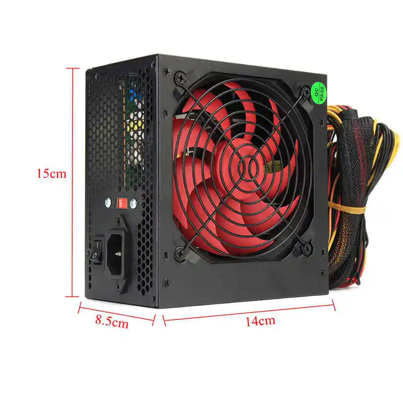 850 W Watt PSU PFC Fan ATX 24-PIN 12CM PC Computer Gaming Power Supply 80 ❤