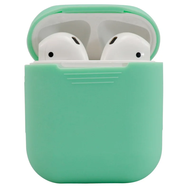 Мягкий силиконовый чехол, наушники для Apple Airpods, чехол, Bluetooth, беспроводные наушники, защитный чехол, коробка для Air Pods, наушники, сумка - Цвет: Светло-зеленый