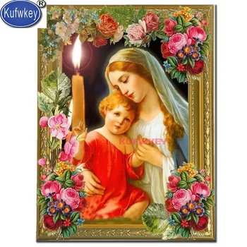 

5D diy Diamond Painting Virgin child candle flower diamond mosaic painting rhinestone embroidery diamond art Sticking picture