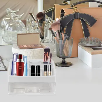 

Plastic Cosmetic Drawer Transparent Makeup Container Desktop Sundry Storage Case Jewelry Box for Storage White (Size Small 1 Lay