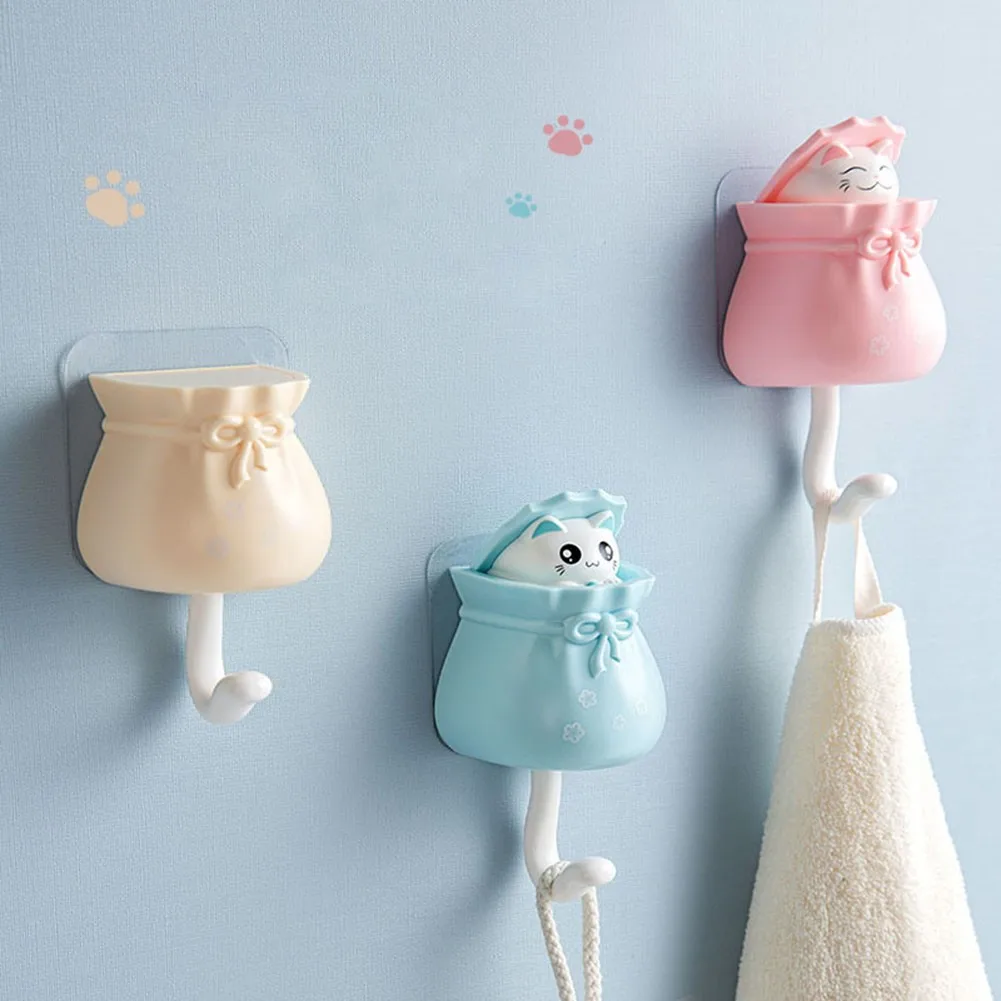 1 шт. креативный крючок в виде кошки милая бесшовная вешалка для двери спальни