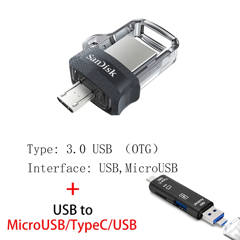 Sandisk Флешка 128 Гб 64 ГБ 32 ГБ 256 Гб OTG USB флеш-накопитель 32 64 128 16 ГБ флеш-накопитель 3,0 USB флешка диск на ключе память для телефона - Цвет: SDDD3 Y211