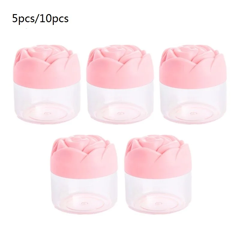 장미 패턴 뚜껑이 있는 투명한 크림 용기 20g, 빈 병, 화장품 로션 플라스틱 용기, 리필용 메이크업 보관 냄비, 5/10 개