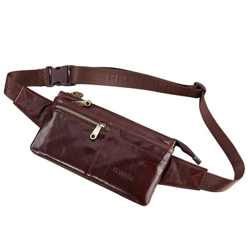 

PI UNCLE Retro Leather Men's Belt Bag Thin Mobile Phone Belt Bag Casual Outdoor Messenger Small Bag