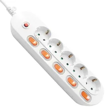 Bloc multiprise bonhomme de neige et lune, Protection contre les surcharges, interrupteur indépendant, 3/4/5/6AC, prises EU 16a, 3500W
