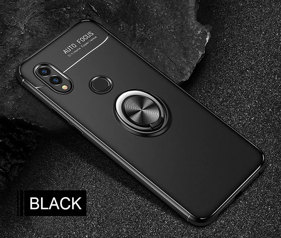 Для huawei P20 Pro Honor 10 9 Lite чехол для телефона роскошный Невидимый чехол с кольцом для huawei Honor 8x Max Мягкий противоударный чехол - Цвет: Black