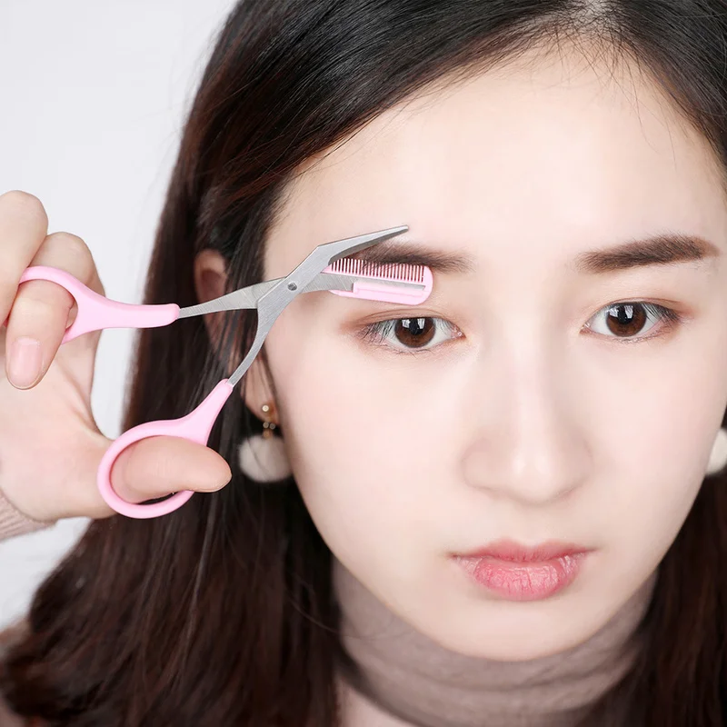 

1pcs Eyelash Hair Scissors Eyebrow Trimmer Eyelash Hair Clips Scissors Comb Shaping Eyebrow Grooming Tesoura Cosmetic Trimmer