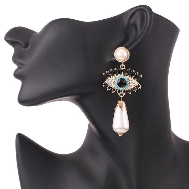 Earrings Pearl Drop earrings Eye women earrings tassel 2