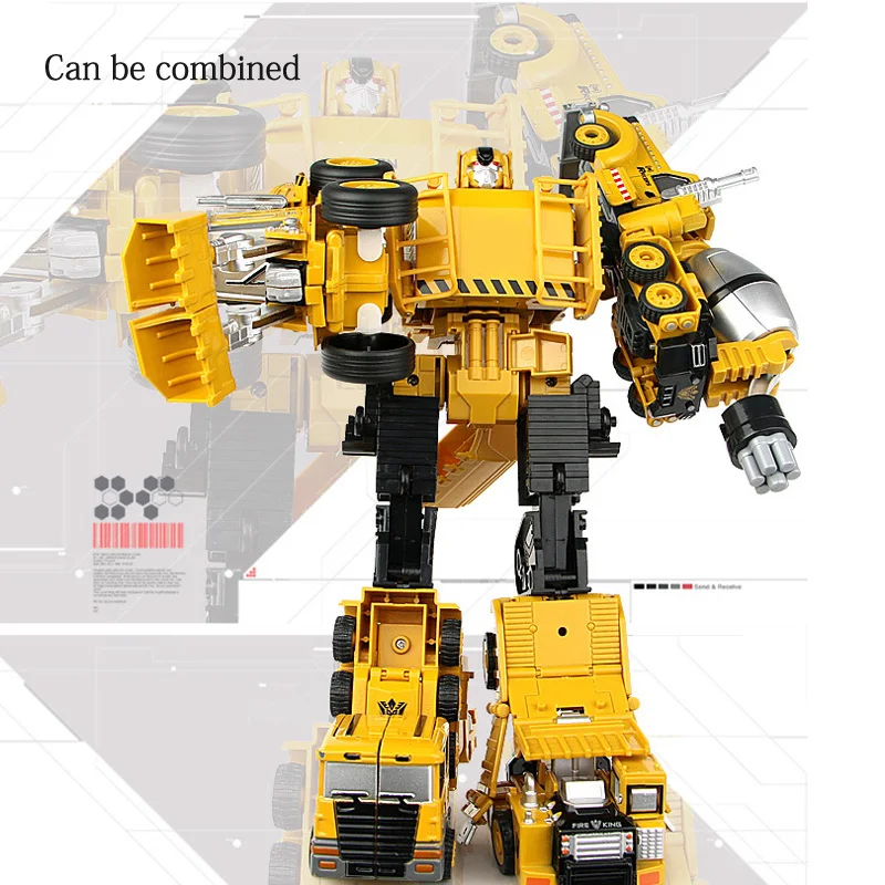 

Anime Transformation Toys Robot Cars Truck Bulldozer Action Figures Model 5 in 1 Combinable 3C Alloy + Plastic Kids Gifts Boys