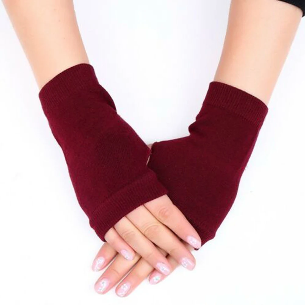 Зимние женские перчатки Стильные guantes mujer вязанные крючком хлопковые теплые митенки перчатки без пальцев gants femme
