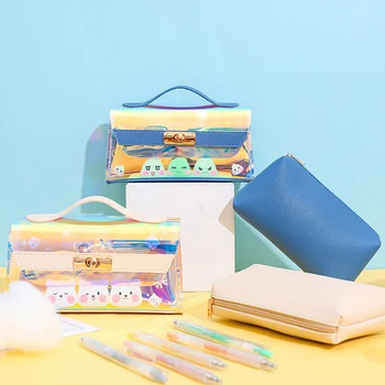 

Holographic Makeup Cosmetic Bag Iridescent Large Makeup Pouch Travel Organizer Pencil Case 2pcs Set GK99