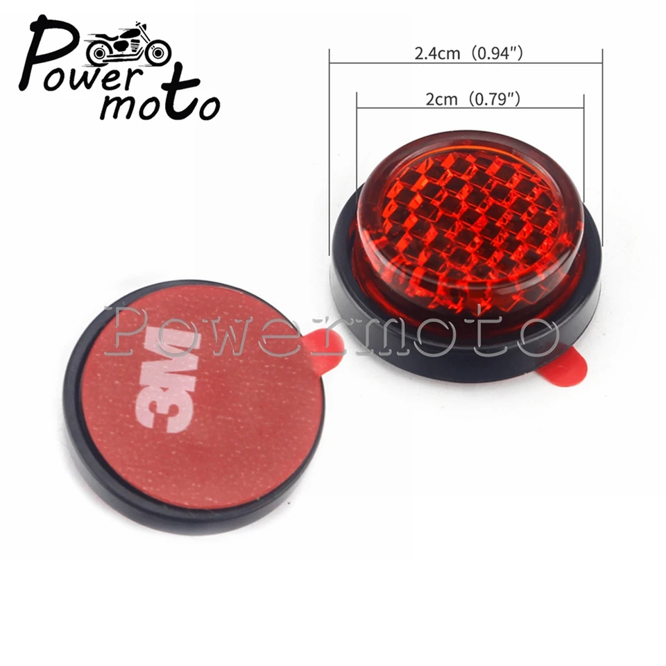 BIKE IT SELF ADHESIVE ROUNDED PLASTIC REAR MOTORCYCLE SAFETY REFLECTORS Red