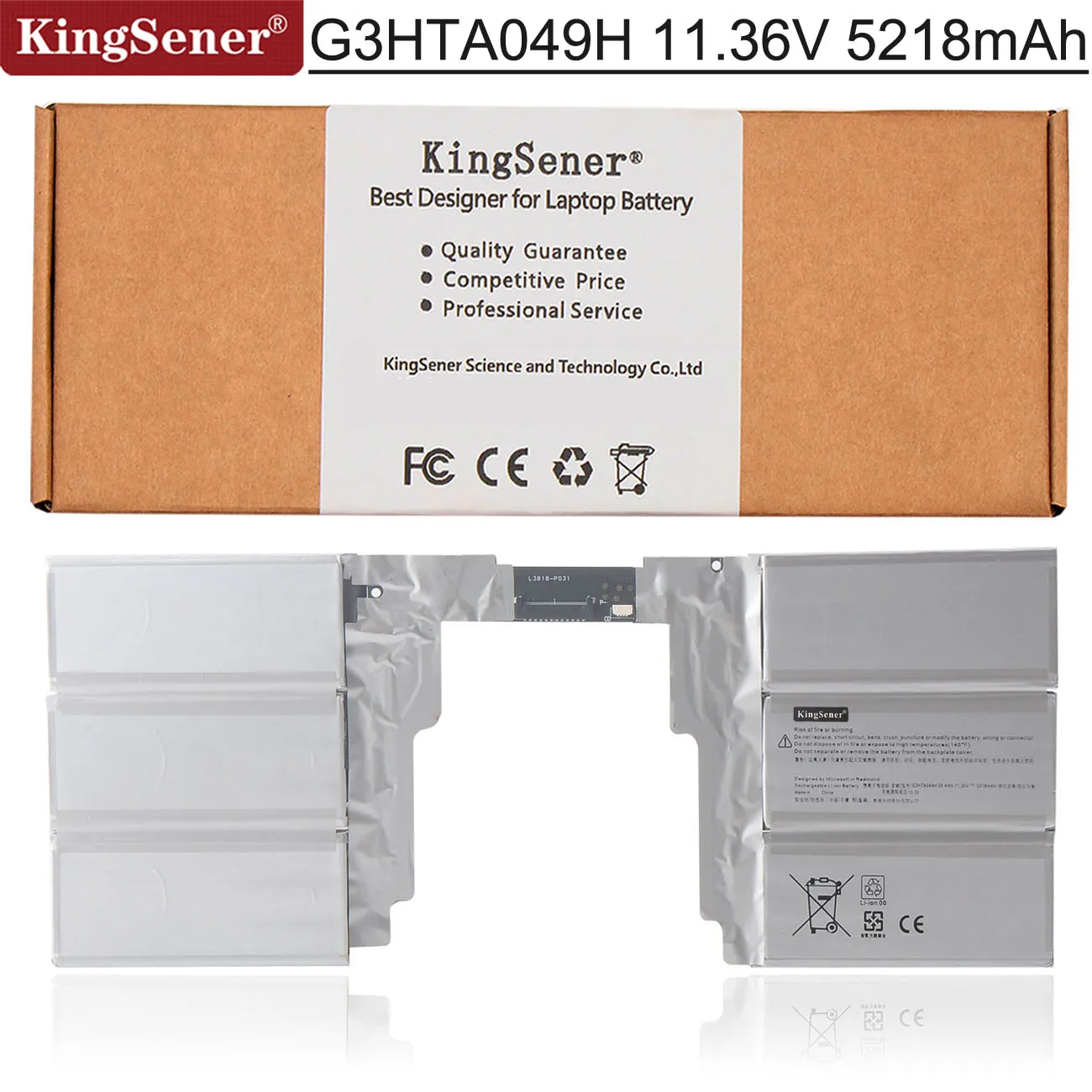 Bateria do Teclado de Kingsener G3hta049h para Microsoft Surface Book 2nd Gen 13.5 1835 G3hta050h 11.36v 59.4wh 5218mah