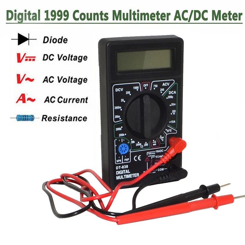 

Junejour LCD Digital AC DC Voltage Current Diode Resistance Meter