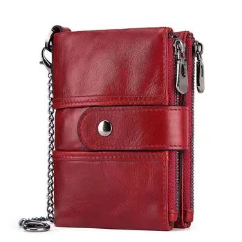 

Fashion new style men's short leather wallet antimagnetic RFID double zipper multifunctional coin bag