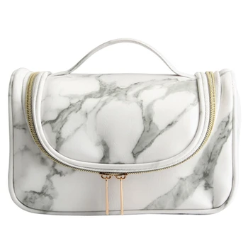 

JHD-Women Organizer Insert Bag Marble Cosmetic Bag Waterproof Travel Makeup Brush Bag Storage Pouch Toiletry Wash Beaut Kit