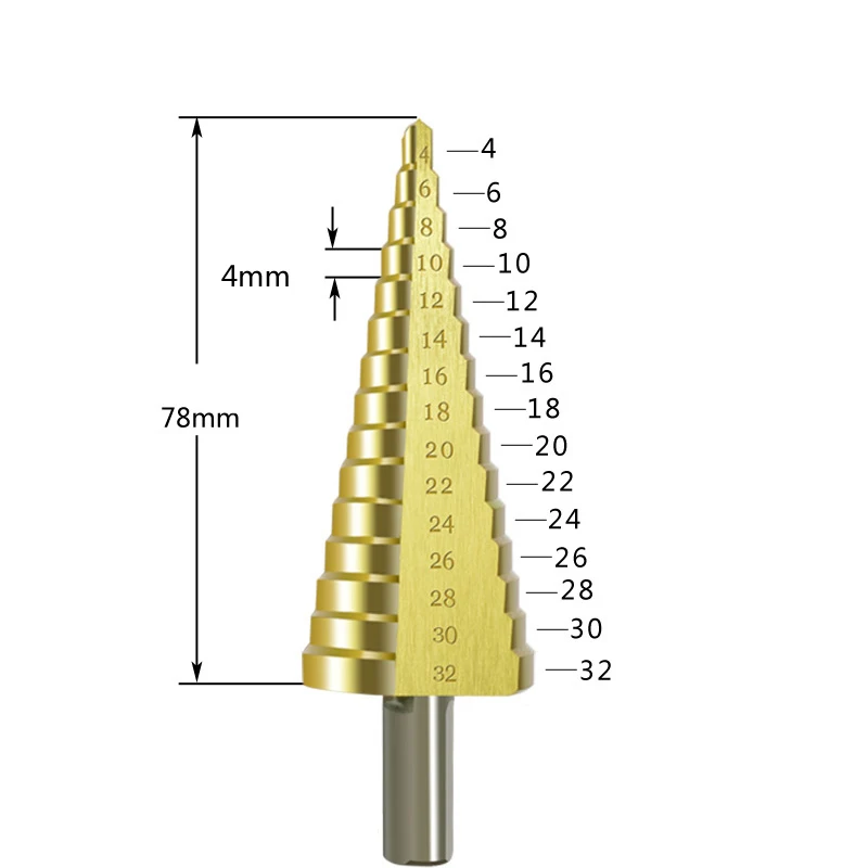 Drill Bit 6542 Titanium Coated Step Drill Wood Set Power Tools for Metal High Speed Steel Hole Cutter Step Cone Center Drills Drill Bit 6542 Titanium Coated Step Drill Wood Set Power Tools for Metal High Speed Steel Hole Cutter Step Cone Center Drills