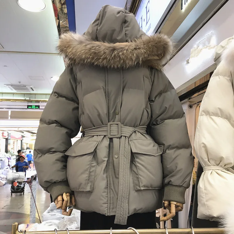 Зимняя новая Корейская парка с воротником из натурального меха, Женская Короткая Толстая куртка с хлопковой подкладкой, пальто с капюшоном для отдыха, верхняя одежда