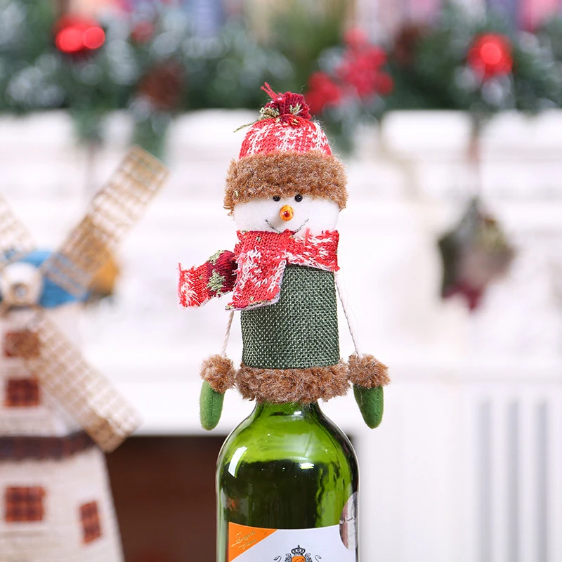 Новогодняя Рождественская крышка бутылки вина набор Рождественский Декор Санта Клаус Снеговик для бутылки крышка сумка ужин вечерние рождественские аксессуары