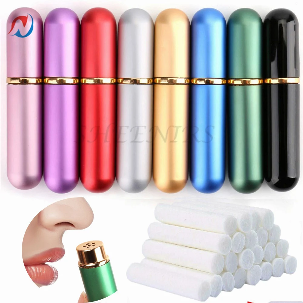Sheenirs 2-46sets Empty Colorful Metal Nasal Inhalers for Essential Oils Aromatherapy Blank Aluminum Tubes Replacement Wicks