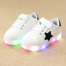 Светодиодный свет, весна/осень, детская повседневная обувь, светодиодный, высокое качество, детские кроссовки со звездами, обувь для мальчиков и девочек, детская теннисная обувь
