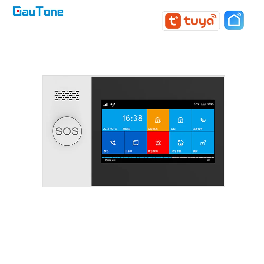 GauTone PG107 4.3inch Security Alarm Wifi GSM Alarm System for Home Support Tuya APP Call/SMS Remote Contorl 