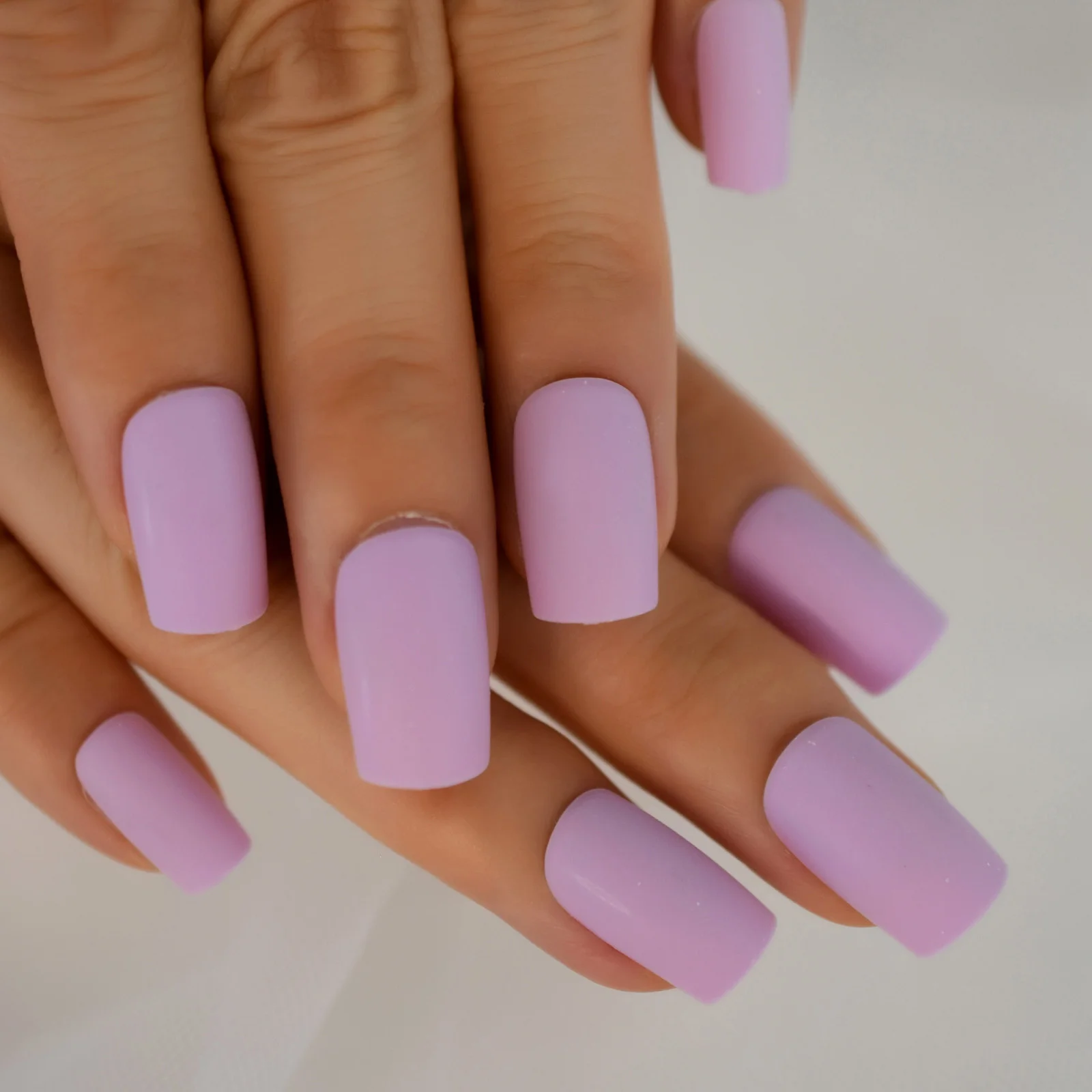 Soft Purple Matte False Nails Light Lavender Color Frosted Women Fake Nail  Square Finish Pre Designs Finger Nail Art Tips - False Nails - AliExpress