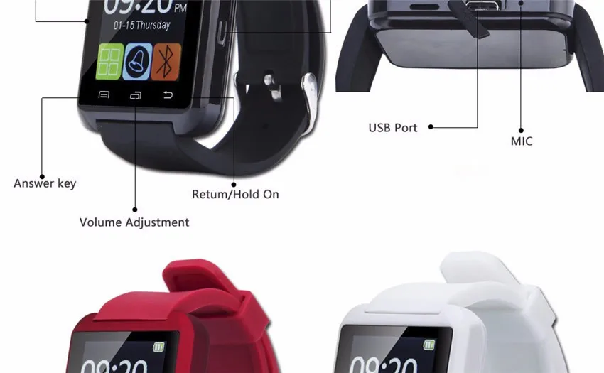 Высокое качество U8 Смарт часы Спортивные Bluetooth Smartwatch фитнес трекер с SMS напоминание для Android и IOS
