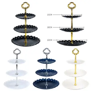 

3 Tier Cake Stand Afternoon Tea Wedding Plates Party Tableware New Bakeware Plastic Tray Display Rack Cake Decorating Tools