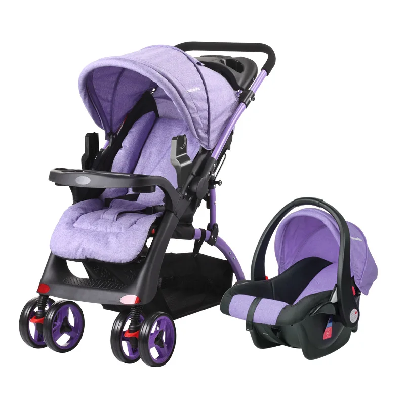 

3 in1 Baby stroller ultra-light can sit reclining baby umbrella folding small simple child stroller with car seat