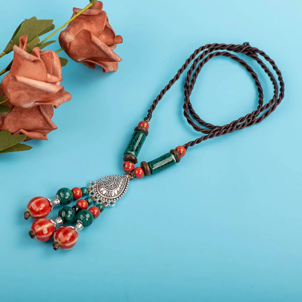 Old Fashion Retro Irregular Shape Ceramic Beads Gift Neckalce Artware Antique Wholesale