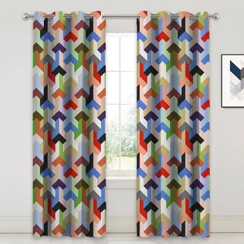 

NICETOWN Polygon Geometric Room Darkening Curtains Pop Style Contrast Color Cube Window Drapes for Library/Study/Kids Room