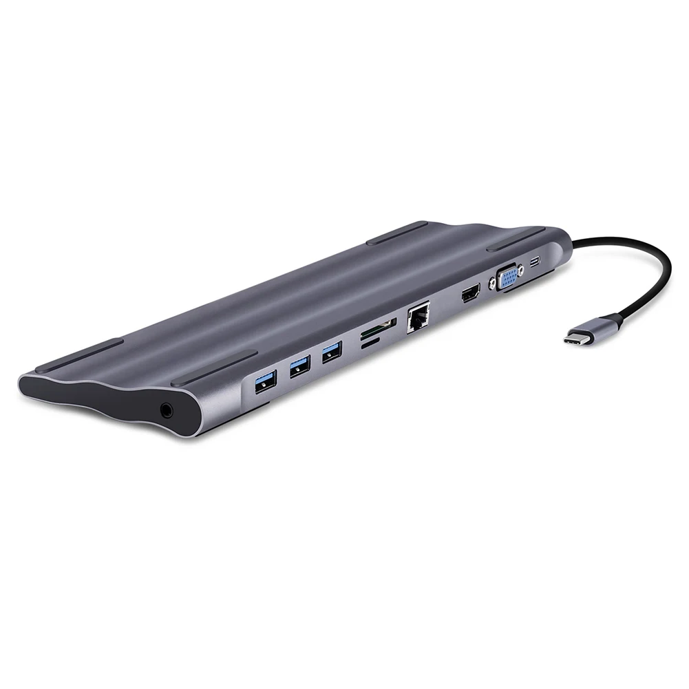 USB C концентратор type C для мульти USB 3,0 HDMI VGA RJ45 SD кард-ридер для MacBook Pro адаптер USB-C 3,0 разветвитель порт USB-C концентратор - Цвет: Серый