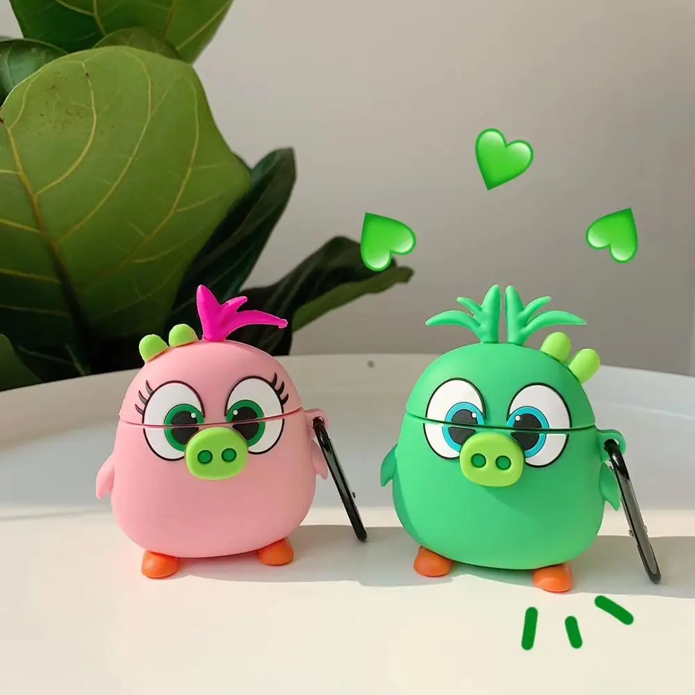 

3D cartoon Anti-fall Angry bird Pig and bird Silicone Earphone Case For Apple new AirPods 1/2 Wireless bluetooth Headset cover