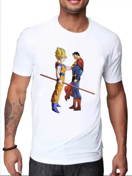 

Dragon Ball Z Goku Super Saiyan Vs Super Man T-Shirts Casual Harajuku Printed Tops Summer Casual Ulzzang Short Sleeve Tops Tees