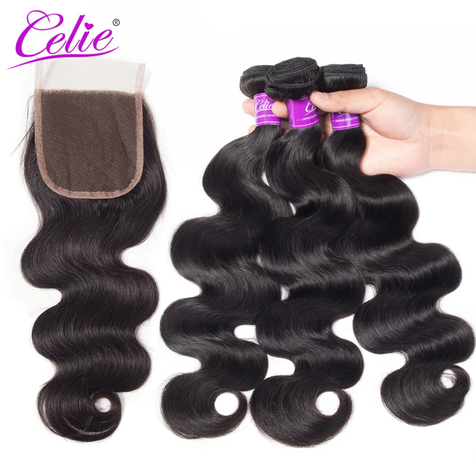 Celie Hair Body Wave Bundles With Closure Brazilian Hair Weave 3