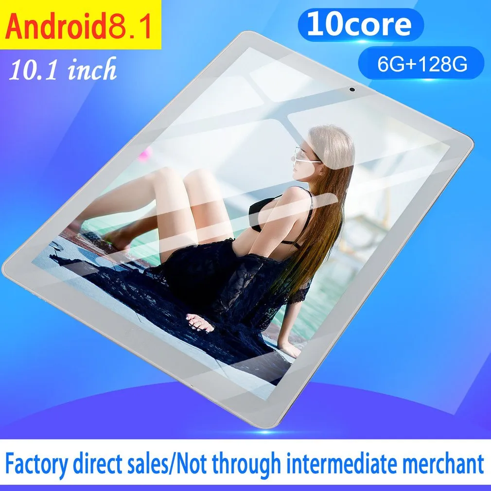  P10 Fashion Tablet 10.1 Inch HD Large Screen Android 8.10 Version Fashion Portable Tablet 6G+128G W